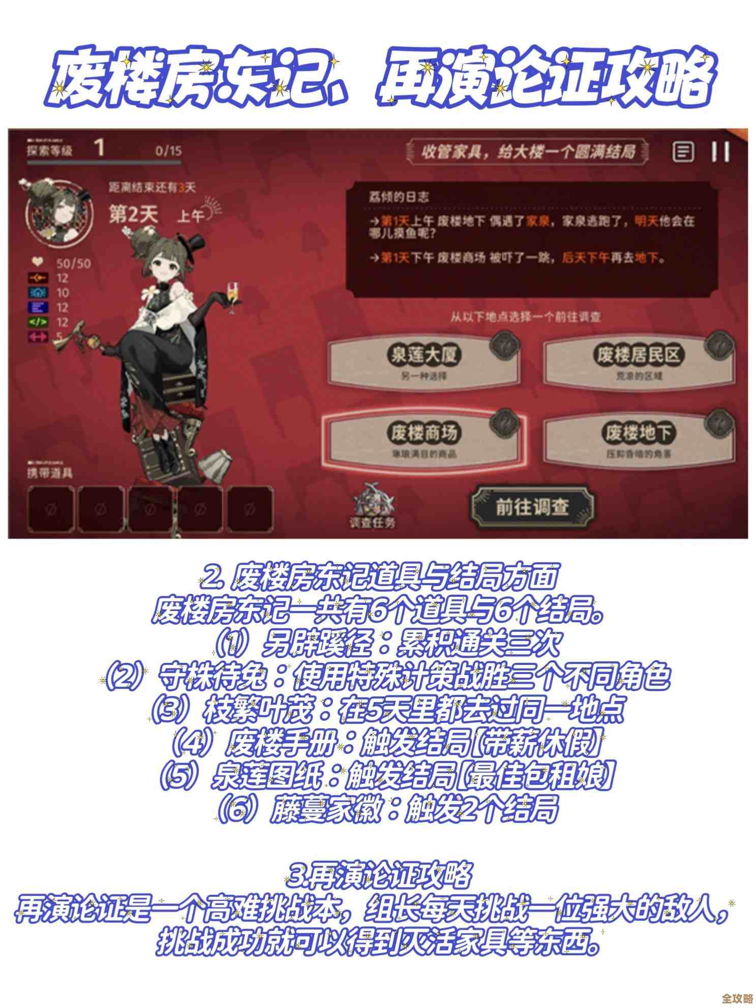 新月同行的废楼房东记全结局攻略…那些没写完的隐藏条件