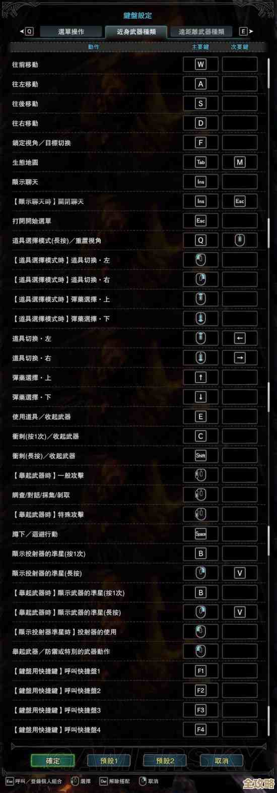 怪物猎人键鼠蓄力哪个键.按哪个才能连发啊